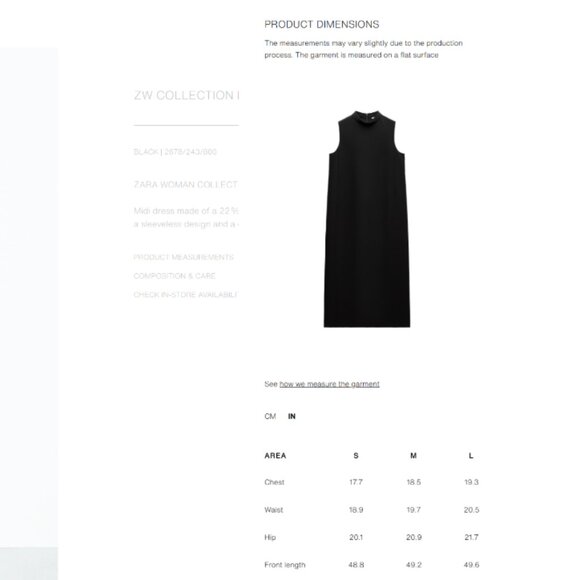 Zara | ZW Collection Sleeveless Midi Dress In Black - Picture 14 of 16